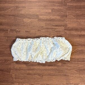 JUILLET STRAPLESS BIKINI TOP WHITE FLORAL SIZE MEDIUM